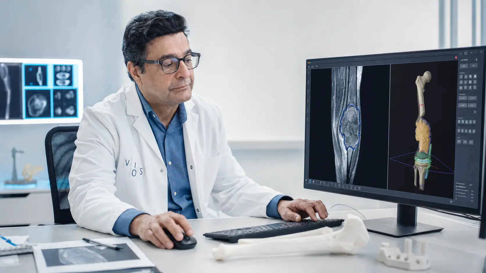Dr. José Vicente Amaya planificando un tumor musculoesquelético con reconstrucción e impresión 3D